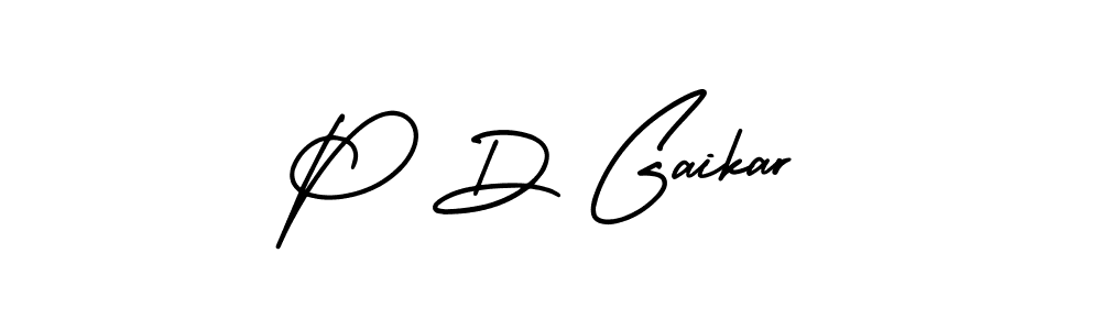 Make a beautiful signature design for name P D Gaikar. With this signature (AmerikaSignatureDemo-Regular) style, you can create a handwritten signature for free. P D Gaikar signature style 3 images and pictures png