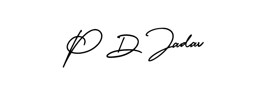AmerikaSignatureDemo-Regular is a professional signature style that is perfect for those who want to add a touch of class to their signature. It is also a great choice for those who want to make their signature more unique. Get P D Jadav name to fancy signature for free. P D Jadav signature style 3 images and pictures png
