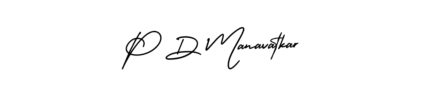 You should practise on your own different ways (AmerikaSignatureDemo-Regular) to write your name (P D Manavatkar) in signature. don't let someone else do it for you. P D Manavatkar signature style 3 images and pictures png