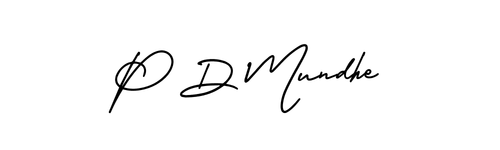 The best way (AmerikaSignatureDemo-Regular) to make a short signature is to pick only two or three words in your name. The name P D Mundhe include a total of six letters. For converting this name. P D Mundhe signature style 3 images and pictures png