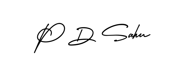 P D Sahu stylish signature style. Best Handwritten Sign (AmerikaSignatureDemo-Regular) for my name. Handwritten Signature Collection Ideas for my name P D Sahu. P D Sahu signature style 3 images and pictures png