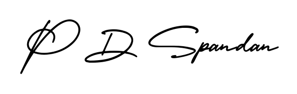 Discover how P D Spandan looks in an executive cursive font (AmerikaSignatureDemo-Regular). Perfect for legal documents, invoices, and certificates. P D Spandan signature style 3 images and pictures png