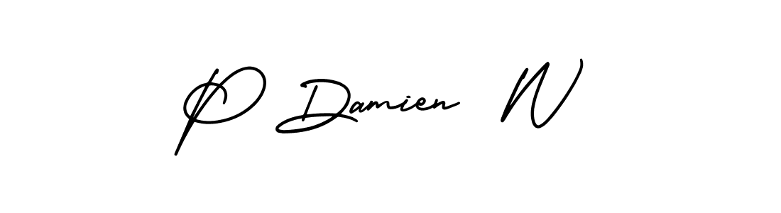 Make a beautiful signature design for name P Damien  W. With this signature (AmerikaSignatureDemo-Regular) style, you can create a handwritten signature for free. P Damien  W signature style 3 images and pictures png