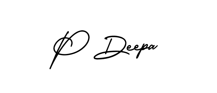 How to make P Deepa name signature. Use AmerikaSignatureDemo-Regular style for creating short signs online. This is the latest handwritten sign. P Deepa signature style 3 images and pictures png