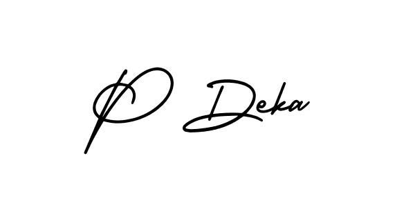 You should practise on your own different ways (AmerikaSignatureDemo-Regular) to write your name (P Deka) in signature. don't let someone else do it for you. P Deka signature style 3 images and pictures png