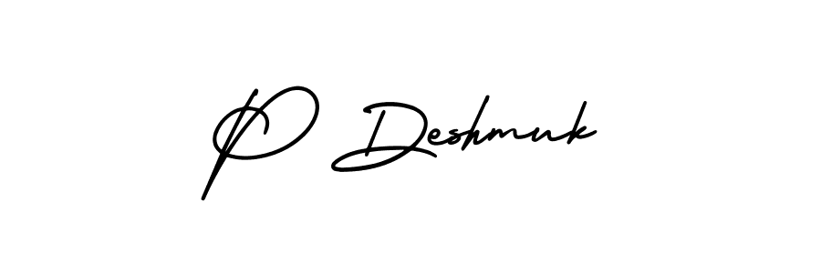 Make a beautiful signature design for name P Deshmuk. With this signature (AmerikaSignatureDemo-Regular) style, you can create a handwritten signature for free. P Deshmuk signature style 3 images and pictures png
