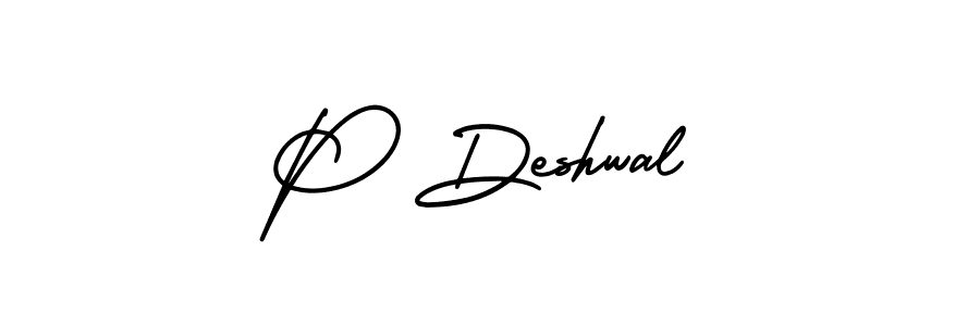 Use a signature maker to create a handwritten signature online. With this signature software, you can design (AmerikaSignatureDemo-Regular) your own signature for name P Deshwal. P Deshwal signature style 3 images and pictures png
