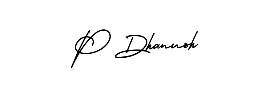 P Dhanush stylish signature style. Best Handwritten Sign (AmerikaSignatureDemo-Regular) for my name. Handwritten Signature Collection Ideas for my name P Dhanush. P Dhanush signature style 3 images and pictures png