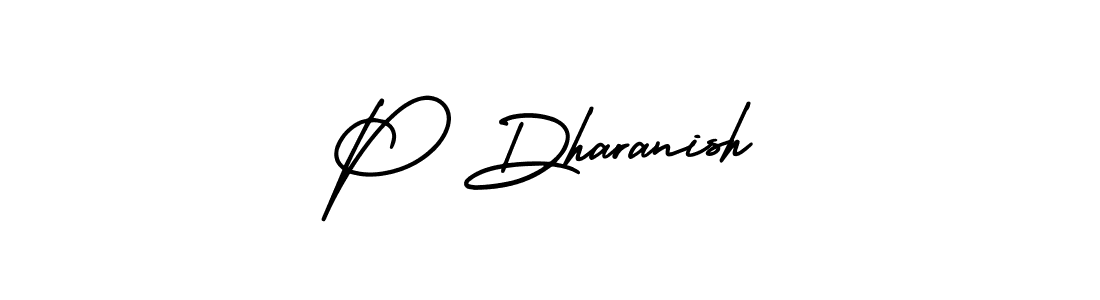 This is the best signature style for the P Dharanish name. Also you like these signature font (AmerikaSignatureDemo-Regular). Mix name signature. P Dharanish signature style 3 images and pictures png