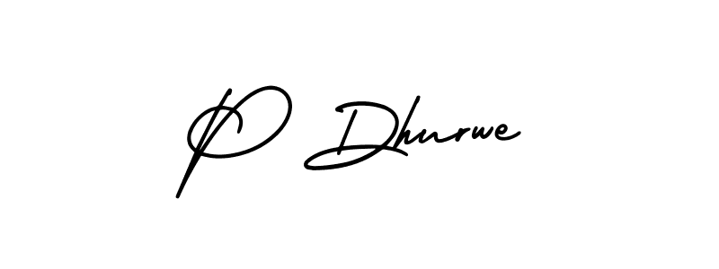 How to make P Dhurwe name signature. Use AmerikaSignatureDemo-Regular style for creating short signs online. This is the latest handwritten sign. P Dhurwe signature style 3 images and pictures png