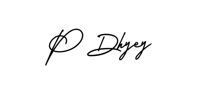 Also we have P Dhyey name is the best signature style. Create professional handwritten signature collection using AmerikaSignatureDemo-Regular autograph style. P Dhyey signature style 3 images and pictures png