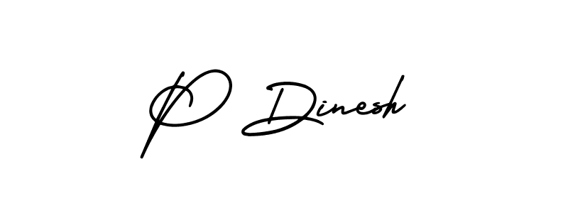 The best way (AmerikaSignatureDemo-Regular) to make a short signature is to pick only two or three words in your name. The name P Dinesh include a total of six letters. For converting this name. P Dinesh signature style 3 images and pictures png