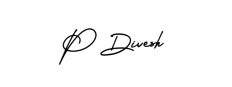 The best way (AmerikaSignatureDemo-Regular) to make a short signature is to pick only two or three words in your name. The name P Divesh include a total of six letters. For converting this name. P Divesh signature style 3 images and pictures png