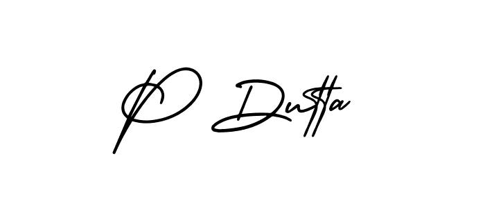 How to make P Dutta name signature. Use AmerikaSignatureDemo-Regular style for creating short signs online. This is the latest handwritten sign. P Dutta signature style 3 images and pictures png