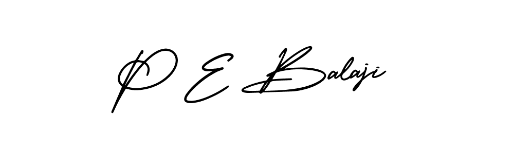 This is the best signature style for the P E Balaji name. Also you like these signature font (AmerikaSignatureDemo-Regular). Mix name signature. P E Balaji signature style 3 images and pictures png