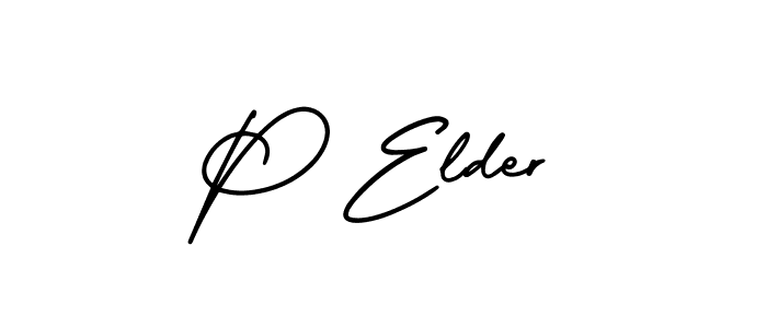 How to make P Elder name signature. Use AmerikaSignatureDemo-Regular style for creating short signs online. This is the latest handwritten sign. P Elder signature style 3 images and pictures png