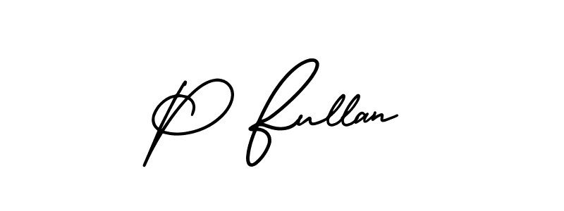 The best way (AmerikaSignatureDemo-Regular) to make a short signature is to pick only two or three words in your name. The name P Fullan include a total of six letters. For converting this name. P Fullan signature style 3 images and pictures png