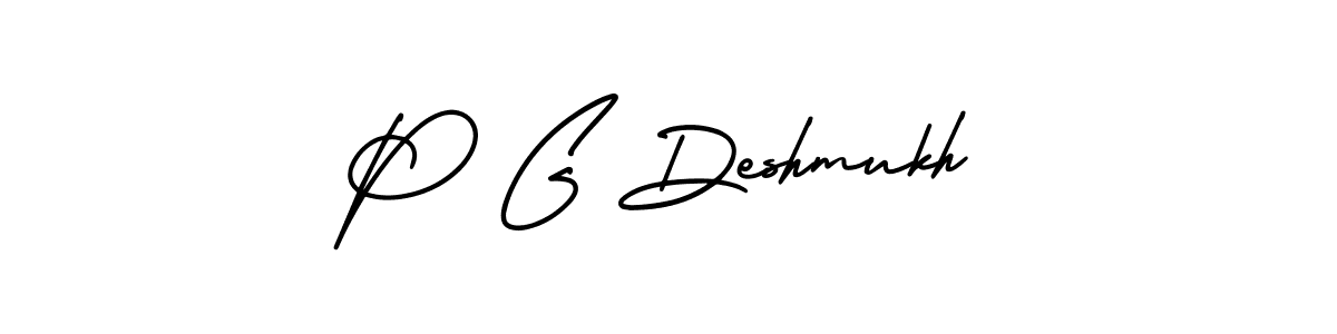 Use a signature maker to create a handwritten signature online. With this signature software, you can design (AmerikaSignatureDemo-Regular) your own signature for name P G Deshmukh. P G Deshmukh signature style 3 images and pictures png