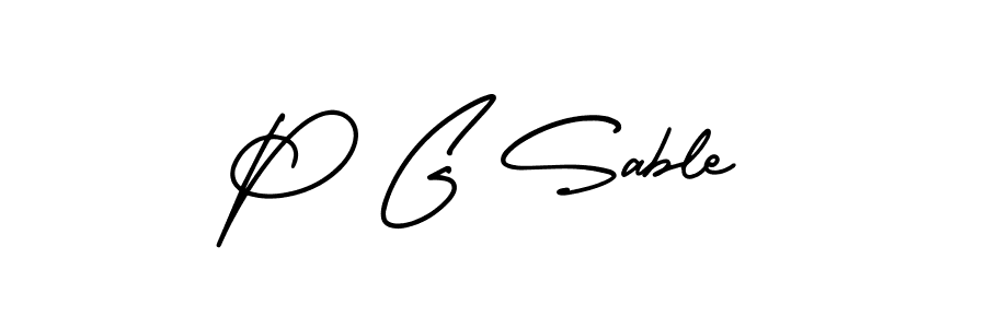 How to make P G Sable name signature. Use AmerikaSignatureDemo-Regular style for creating short signs online. This is the latest handwritten sign. P G Sable signature style 3 images and pictures png