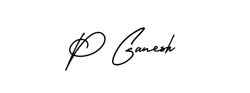 Make a beautiful signature design for name P Ganesh. With this signature (AmerikaSignatureDemo-Regular) style, you can create a handwritten signature for free. P Ganesh signature style 3 images and pictures png