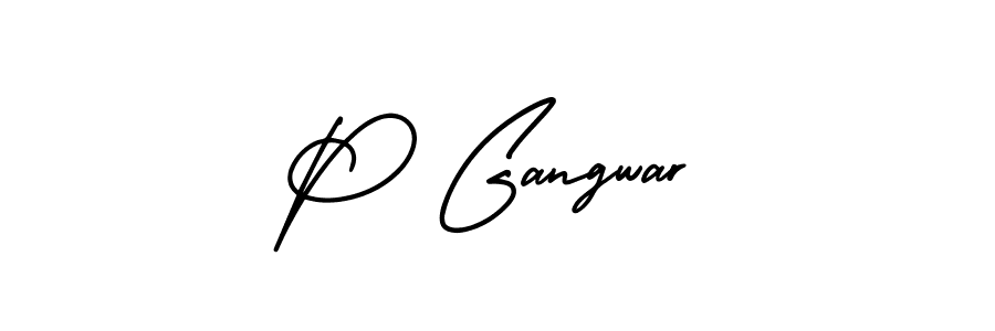 Make a beautiful signature design for name P Gangwar. With this signature (AmerikaSignatureDemo-Regular) style, you can create a handwritten signature for free. P Gangwar signature style 3 images and pictures png
