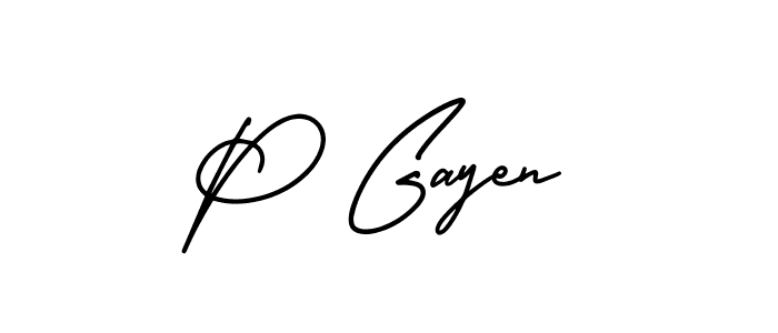 Create a beautiful signature design for name P Gayen. With this signature (AmerikaSignatureDemo-Regular) fonts, you can make a handwritten signature for free. P Gayen signature style 3 images and pictures png