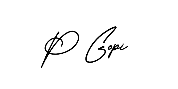 Make a beautiful signature design for name P Gopi. With this signature (AmerikaSignatureDemo-Regular) style, you can create a handwritten signature for free. P Gopi signature style 3 images and pictures png