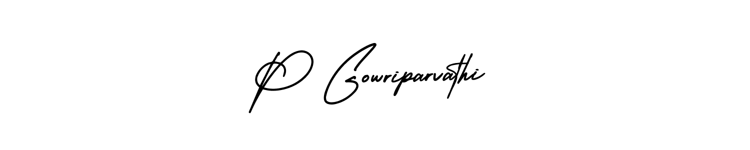 You should practise on your own different ways (AmerikaSignatureDemo-Regular) to write your name (P Gowriparvathi) in signature. don't let someone else do it for you. P Gowriparvathi signature style 3 images and pictures png