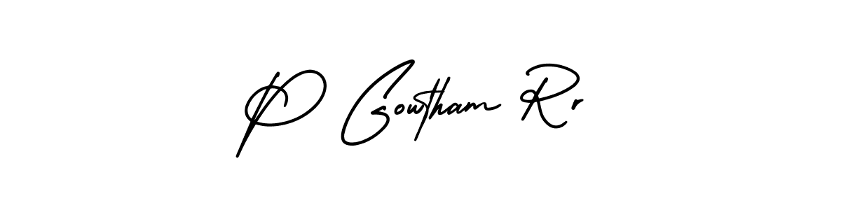 P Gowtham Rr stylish signature style. Best Handwritten Sign (AmerikaSignatureDemo-Regular) for my name. Handwritten Signature Collection Ideas for my name P Gowtham Rr. P Gowtham Rr signature style 3 images and pictures png