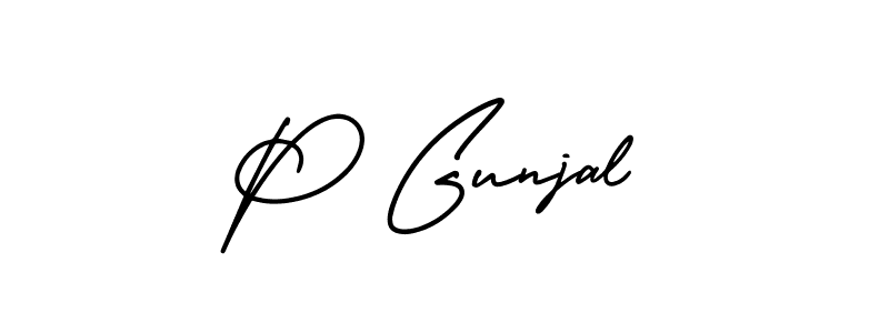 You should practise on your own different ways (AmerikaSignatureDemo-Regular) to write your name (P Gunjal) in signature. don't let someone else do it for you. P Gunjal signature style 3 images and pictures png