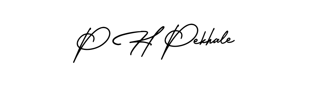 The best way (AmerikaSignatureDemo-Regular) to make a short signature is to pick only two or three words in your name. The name P H Pekhale include a total of six letters. For converting this name. P H Pekhale signature style 3 images and pictures png