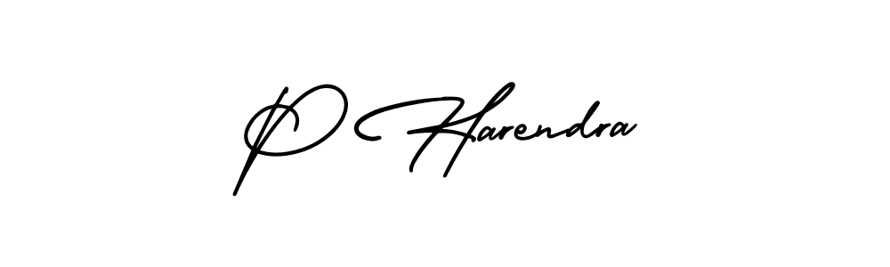 The best way (AmerikaSignatureDemo-Regular) to make a short signature is to pick only two or three words in your name. The name P Harendra include a total of six letters. For converting this name. P Harendra signature style 3 images and pictures png