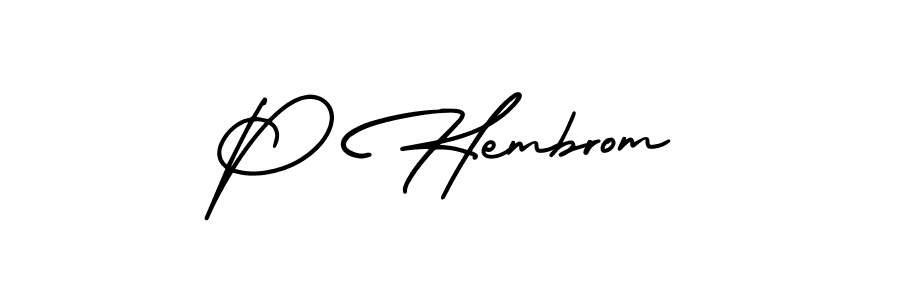 P Hembrom stylish signature style. Best Handwritten Sign (AmerikaSignatureDemo-Regular) for my name. Handwritten Signature Collection Ideas for my name P Hembrom. P Hembrom signature style 3 images and pictures png