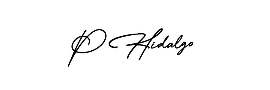 How to make P Hidalgo name signature. Use AmerikaSignatureDemo-Regular style for creating short signs online. This is the latest handwritten sign. P Hidalgo signature style 3 images and pictures png