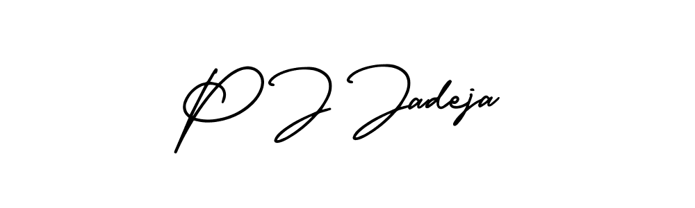 P J Jadeja stylish signature style. Best Handwritten Sign (AmerikaSignatureDemo-Regular) for my name. Handwritten Signature Collection Ideas for my name P J Jadeja. P J Jadeja signature style 3 images and pictures png