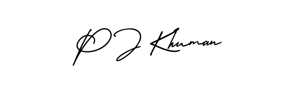 Create a beautiful signature design for name P J Khuman. With this signature (AmerikaSignatureDemo-Regular) fonts, you can make a handwritten signature for free. P J Khuman signature style 3 images and pictures png