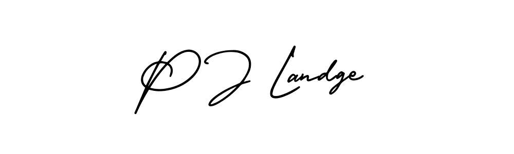 This is the best signature style for the P J Landge name. Also you like these signature font (AmerikaSignatureDemo-Regular). Mix name signature. P J Landge signature style 3 images and pictures png