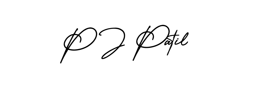 Use a signature maker to create a handwritten signature online. With this signature software, you can design (AmerikaSignatureDemo-Regular) your own signature for name P J Patil. P J Patil signature style 3 images and pictures png