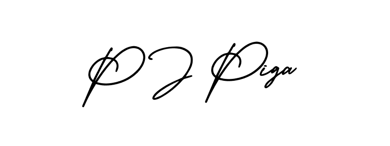 The best way (AmerikaSignatureDemo-Regular) to make a short signature is to pick only two or three words in your name. The name P J Piga include a total of six letters. For converting this name. P J Piga signature style 3 images and pictures png