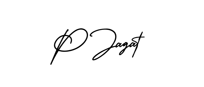 The best way (AmerikaSignatureDemo-Regular) to make a short signature is to pick only two or three words in your name. The name P Jagat include a total of six letters. For converting this name. P Jagat signature style 3 images and pictures png