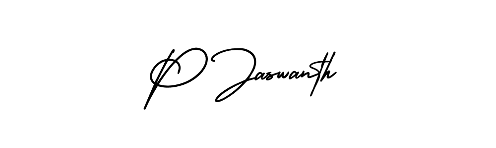 Use a signature maker to create a handwritten signature online. With this signature software, you can design (AmerikaSignatureDemo-Regular) your own signature for name P Jaswanth. P Jaswanth signature style 3 images and pictures png