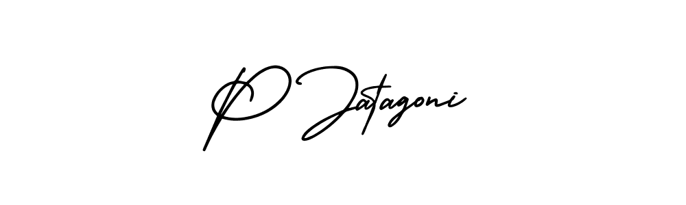 This is the best signature style for the P Jatagoni name. Also you like these signature font (AmerikaSignatureDemo-Regular). Mix name signature. P Jatagoni signature style 3 images and pictures png