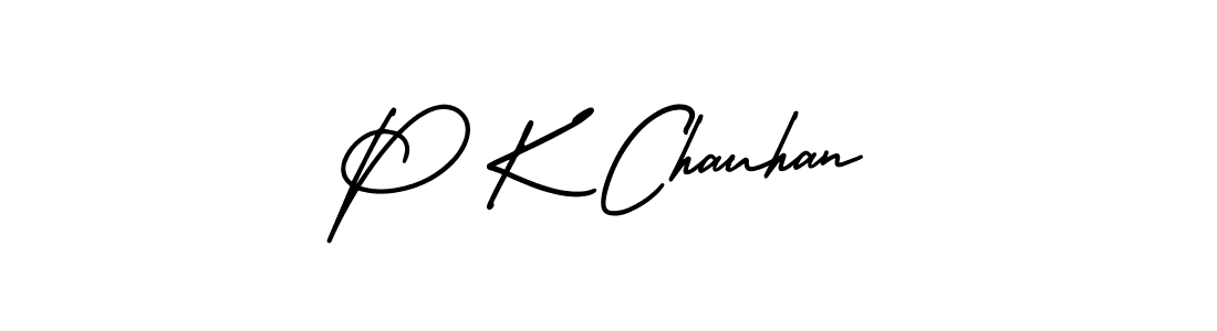 How to make P K Chauhan name signature. Use AmerikaSignatureDemo-Regular style for creating short signs online. This is the latest handwritten sign. P K Chauhan signature style 3 images and pictures png