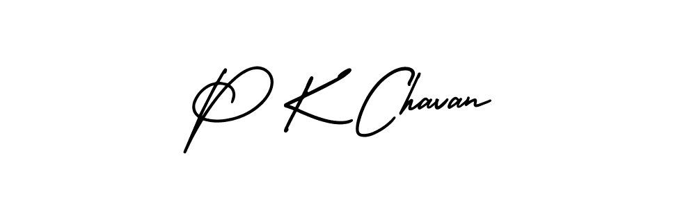 How to make P K Chavan name signature. Use AmerikaSignatureDemo-Regular style for creating short signs online. This is the latest handwritten sign. P K Chavan signature style 3 images and pictures png