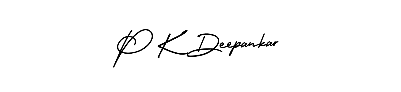 The best way (AmerikaSignatureDemo-Regular) to make a short signature is to pick only two or three words in your name. The name P K Deepankar include a total of six letters. For converting this name. P K Deepankar signature style 3 images and pictures png