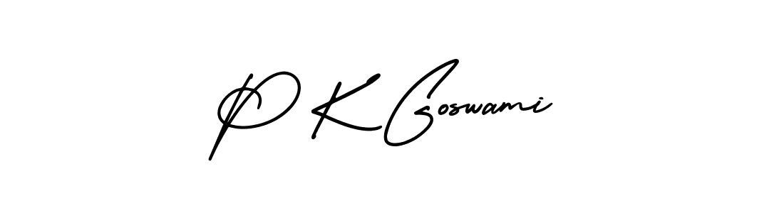 The best way (AmerikaSignatureDemo-Regular) to make a short signature is to pick only two or three words in your name. The name P K Goswami include a total of six letters. For converting this name. P K Goswami signature style 3 images and pictures png