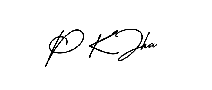 Use a signature maker to create a handwritten signature online. With this signature software, you can design (AmerikaSignatureDemo-Regular) your own signature for name P K Jha. P K Jha signature style 3 images and pictures png