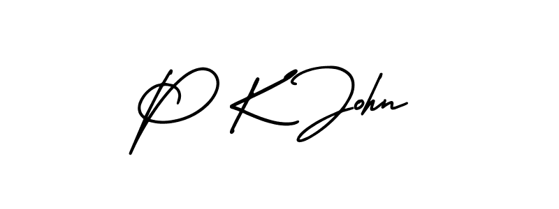 Make a beautiful signature design for name P K John. With this signature (AmerikaSignatureDemo-Regular) style, you can create a handwritten signature for free. P K John signature style 3 images and pictures png