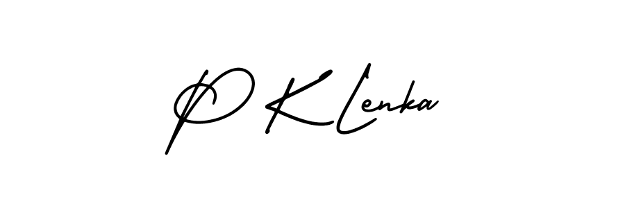 You should practise on your own different ways (AmerikaSignatureDemo-Regular) to write your name (P K Lenka) in signature. don't let someone else do it for you. P K Lenka signature style 3 images and pictures png