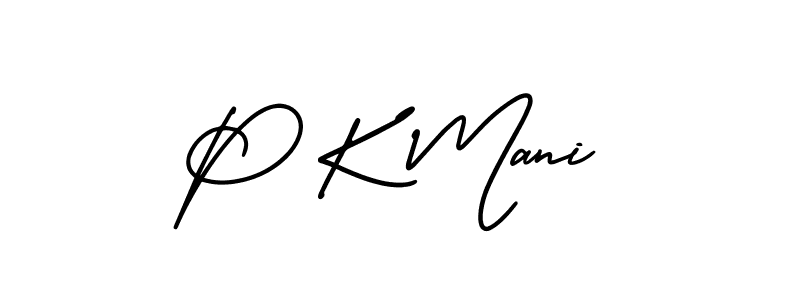 Use a signature maker to create a handwritten signature online. With this signature software, you can design (AmerikaSignatureDemo-Regular) your own signature for name P K Mani. P K Mani signature style 3 images and pictures png